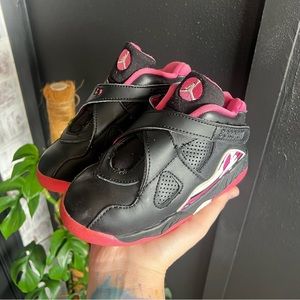 Nike Air Jordan 8 Retro Black Pink Toddler Size 8C Pre Owned Good Condition